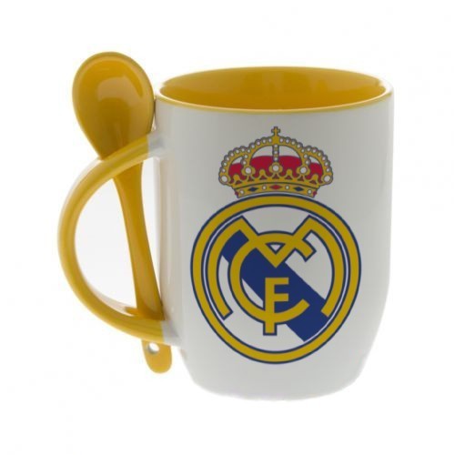 Оранжевая кружка с ложкой с логотипом Реал Мадрид