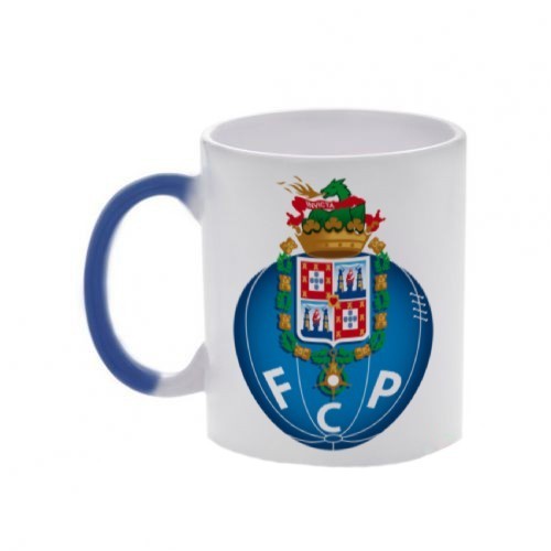 Синяя кружка хамелеон с логотипом Порто