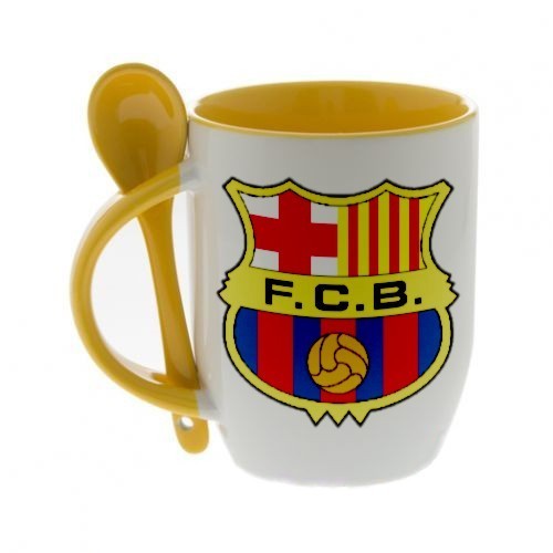 Оранжевая кружка с ложкой с логотипом Барселона